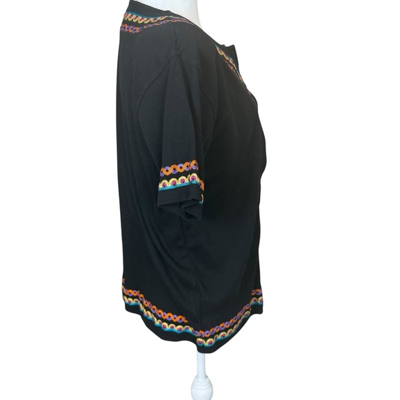 Lisa International Black Embroidered Jersey Knit Cardigan Tank Top Set Large - Picture 4 of 14